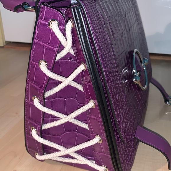 J.W. ANDERSON PURPLE LARGE DISC SATCHEL - Croc - Picture 11 of 16